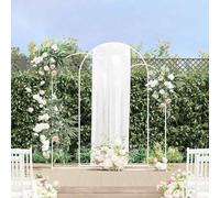 Mangloder - Set di 3 archi per matrimoni, in acciaio bianco, verniciato a polvere, 120 x 40 x 217 cm, per giardino, terrazza, esterno, griglia per rose, pergola, aiuola decorativa