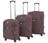Mangloder - Set di 3 trolley per bagaglio morbido, con giunti espandibili, in poliestere leggero, ruote a 360 gradi, maniglie telescopiche, serrature robuste, caffè, 1, Trolley rigido con ruote