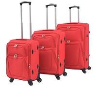 Mangloder - Set di 3 trolley per bagaglio morbido, con giunti espandibili, in poliestere leggero, ruote a 360 gradi, maniglie telescopiche, serrature robuste, Colore: rosso, 1, Trolley rigido con