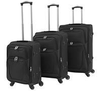 Mangloder - Set di 3 trolley per bagaglio morbido, con giunti espandibili, in poliestere leggero, ruote a 360 gradi, maniglie telescopiche, serrature robuste, Nero , 1, Trolley rigido con ruote