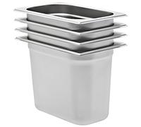 Mangloder - Set di 4 contenitori GN 1/4 in acciaio inox, 200 mm, 5,5 l, impilabili, per buffet, catering, gastronomia, bain marie, scaldavivande, tenere al caldo, servire, conservare, cucina, 4 pezzi