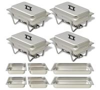 Mangloder - Set di 4 scaldavivande in acciaio inox, scaldavivande, per catering, gastronomia, feste, matrimoni, gastronomia e banchetti