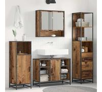 Mangloder - Set di mobili da bagno in legno anticato, 35 x 37,5 x 166 cm, con cassetto, mensola e spazio per riporre gli ospiti, WC e bagno, salvaspazio, sospeso o autoportante, moderno