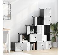 Mangloder - Sistema di scaffalature con 15 cubi e ante, in plastica PP e acciaio, 156 x 31,5 x 153,5 cm, salvaspazio, impilabile, con ante chiuse, per corridoio