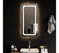 Mangloder Specchio Bagno LED 40x80cm Senza Cornice in Vetro IP65 Impermeabile Porta USB 5V Spessore 4mm con Ganci e Clips, Verticale o Orizzontale per Bagno, Trucco e Corridoio