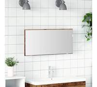 Mangloder - Specchio con cornice in legno anticato, 80 x 37 cm, in vetro e legno ingegnerizzato, illuminazione a LED, montaggio a parete per bagno, lavabo, WC degli ospiti, design moderno, spazio e