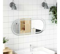 Mangloder - Specchio da bagno a LED, ovale, 90 x 40 cm, con illuminazione, senza cornice, porta USB, impermeabile IP65, spessore 5 mm, per bagno, corridoio, camera da letto e WC degli ospiti