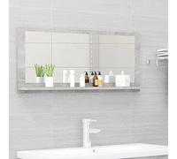 Mangloder Specchio da bagno grigio cemento, 90 x 10,5 x 37 cm, in legno con ripiano, montaggio a parete, moderno mobile da bagno per cosmetici e asciugamani, adatto per lavabo, WC degli ospiti
