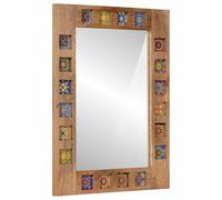 Mangloder - Specchio da bagno naturale in legno massiccio di mango, 50 x 70 x 3 cm, rettangolare, per mobili da bagno e mobili da bagno, salvaspazio, con riflesso chiaro e facile montaggio a parete
