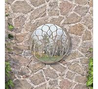 Mangloder Specchio da Giardino Sabbia 60x3cm Cornice Specchio Rotondo in Ferro per Esterni Montaggio a Parete Riflette la Luce Spaziale Più Spaziale