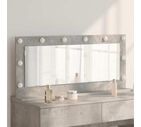Mangloder Specchio da Parete in Vetro e Legno Impiallacciato Grigio Cemento Angolo Destro 100x45x18cm Illuminazione LED per Bagno Camera da Letto Corridoio Toeletta Interno