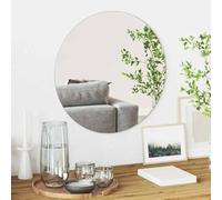 Mangloder - Specchio da parete rotondo, 50 cm, in vetro temperato, senza cornice, spessore 4 mm, con schiuma EVA, per bagno, soggiorno e corridoio, riflesso chiaro per interni moderni