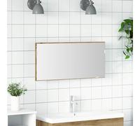 Mangloder - Specchio in rovere Artisan, 80 x 37 cm, in vetro e legno ingegnerizzato, con illuminazione a LED, montaggio a parete, piatto, moderno, per bagno, bagno degli ospiti, spazio per riporre