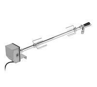 Mangloder - Spiedo per arrosto in acciaio cromato, lunghezza dello spiedo da 1200 mm, lunghezza totale di 1370 mm, 2 forchette con motore da 220 a 240 V, per barbecue a gas e barbecue a carbonella