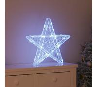 Mangloder Stella 3D in Acrilico con 50 LED Bianco Freddo, Alimentazione USB, 55 x 53,5 x 10 cm, Decorazione natalizia per interni ed esterni protetti, Moderna