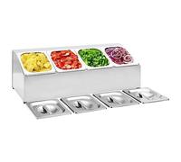 Mangloder - Supporto Gastronorm in acciaio inox con 4 contenitori GN 1/6 e coperchi, per cucina e piano di lavoro, salvaspazio, per conservare, organizzare e servire a portata di mano