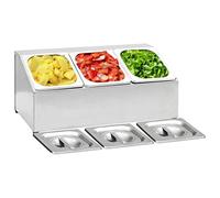 Mangloder - Supporto per gastronorm, in acciaio inox, con 3 contenitori GN 1/6 e coperchi, 49,7 x 22,5 x 21,5 cm, antiscivolo, per cucina, piano di lavoro, lavello, organizzazione e conservazione