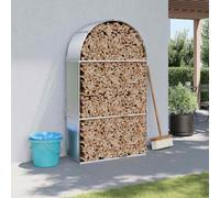 Mangloder - Supporto per legna da ardere, argento, 120 x 45 x 210 cm, in acciaio zincato, per legna da ardere, stufa a legna, stufa a legna, stufa a piastrelle, per esterni e interni, con supporto a