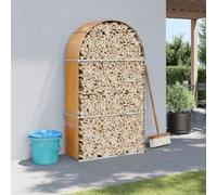 Mangloder - Supporto per legna da ardere, effetto legno, 120 x 45 x 210 cm, in acciaio zincato, scaffale per legna da ardere, con 2 ganci, per conservare, asciugare e proteggere il caminetto, stufa