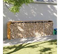 Mangloder - Supporto per legna da ardere, effetto legno, in acciaio zincato, 300 x 45 x 100 cm, scaffale per legna da ardere, stufa a legna, stufa a legna, stufa a piastrelle, terrazza, balcone