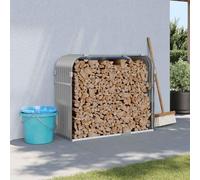 Mangloder - Supporto per legna da ardere, grigio chiaro, in acciaio zincato, 120 x 45 x 100 cm, per legna da ardere, scaffale e supporto con ganci, per giardino, terrazza, esterni