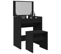 Mangloder - Tavolo da toeletta con sgabello, nero, tavolo da toeletta come tavolo cosmetico e comò con specchio, cassetto, contenitore e ripiano per camera da letto, bagno, spogliatoio, 60 x 40 x
