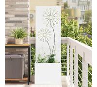 Mangloder - Telo frangivista da giardino, bianco, in acciaio laminato a freddo, opaco, 50 x 32 x 150 cm, intarsio decorativo per terrazza, protezione da sguardi indiscreti per esterni e privacy