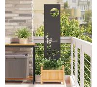 Mangloder - Telo frangivista da giardino, nero, 32 x 140 cm, in acciaio laminato a freddo, opaco, con intarsi decorativi, per terrazza e giardino, resistente alle intemperie e facile da usare