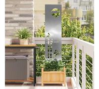 Mangloder - Telone frangivista da giardino, in acciaio inox, argento, opaco, 32 x 140 cm, con intarsii decorativi per terrazza ed esterni, resistente alle intemperie, facile montaggio a pavimento