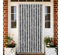 Mangloder - Tenda antimosche grigia e nera, 90 x 200 cm, in ciniglia con ganci, per porta del balcone e della terrazza, silenziosa, facile da pulire, per camper e roulotte