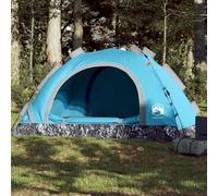 Mangloder - Tenda da campeggio per 4 persone, blu, con sistema di sgancio rapido, in poliestere 190T, impermeabile, antivento, con zanzariera e connettore elettrico, ideale per trekking, famiglie