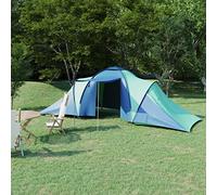 Mangloder - Tenda da campeggio per 6 persone, blu e verde, con 2 cabine, tenda interna traspirante, zanzariera, fondo impermeabile e aste per campeggio, trekking, festival e spiaggia