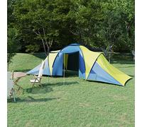 Mangloder - Tenda da campeggio per 6 persone, in tessuto blu e giallo, con aste, 576 x 235 x 190 cm, 2 cabine, zanzariera, traspirante, impermeabile, montaggio rapido, ideale per campeggio, all'aperto