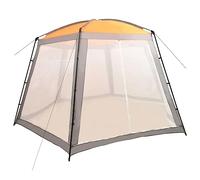 Mangloder - Tenda in tessuto per piscina, 500 x 433 x 250 cm, colore grigio, accessorio per vasca idromassaggio con rivestimento in PA, telaio in acciaio, pareti laterali in rete, resistente ai raggi