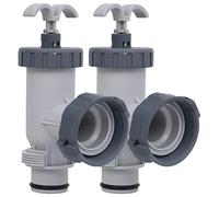 Mangloder - Valvola a pistone per piscina, 2 pezzi, in polipropilene, colore grigio, tubo da 38 mm, filettatura da 59 mm, per piscina fuori terra, vasca idromassaggio, compatibile con Bestway e Intex