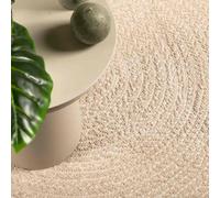 Mangloder ZIZUR - Tappeto beige, 120 x 120 cm, effetto iuta, resistente ai raggi UV, facile da pulire e antiscivolo, per interni ed esterni, per balcone, soggiorno, camera da letto, sala da pranzo