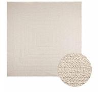 Mangloder ZIZUR - Tappeto effetto iuta, in polipropilene, resistente ai raggi UV, facile da pulire, antiscivolo, versatile, per balcone, soggiorno, camera da letto, colore: crema, 240 x 240 cm
