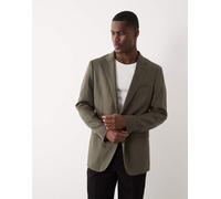 Mango - Amalfi - Blazer da abito slim in misto lino kaki in coordinato-Verde 54