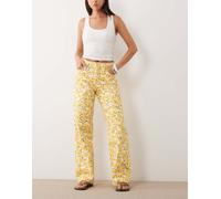 Mango - Amalfi - Jeans dritti 100% cotone giallo a fiori 40