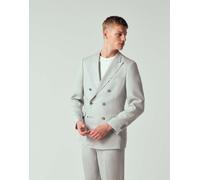 Mango - Amalfic - Blazer da abito doppiopetto slim in misto lino blu pallido 52