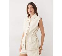 Mango Aria gilet coordinato con vita stretta in beige-Neutro M