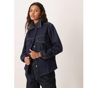 Mango - Aylin - Camicia in denim color indaco con cuciture a contrasto in coordinato-Blu XL