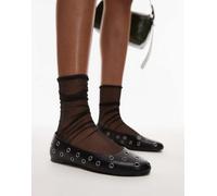 Mango - Ballerine nere in pelle con occhielli-Nero 36