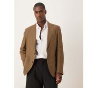 Mango - Blazer in lino marrone slim fit 48
