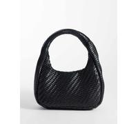 Mango - Borsa a mano in pelle sintetica nera intrecciata-Nero No Size