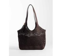 Mango - Borsa a mano in rafia marrone con fodera interna No Size