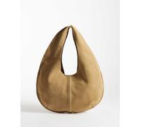 Mango - Borsa a sacco da spalla in camoscio 100% color cuoio-Marrone No Size