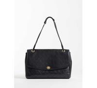 Mango borsa a spalla classica con patta trapuntata in similpelle nera-Nero No Size