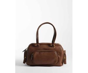 Mango borsa bowling in pelle sintetica marrone-Verde No Size
