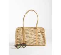 Mango - Borsa da spalla beige in tessuto traforato-Neutro No Size